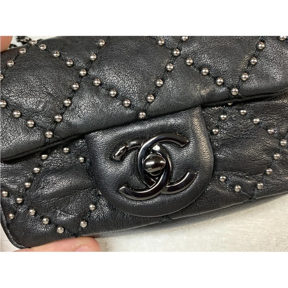 🔥SALE🔥Chanel mini rectangle classic flap studded Dallas black bag - Picture 10 of 16